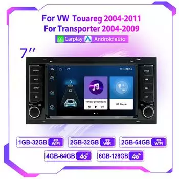 2Din 7-дюймовый Android-радио для Volkswagen Touareg Transporter T5 Multivan 2004-2011 гг., мультимедийный проигрыватель с GPS-навигацией, головное устройство