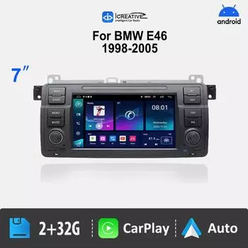 2Din 7-дюймовый сенсорный экран автомобильный радиоприемник Apple Carplay мультимедийный проигрыватель для BMW E46 3 серии 1999-2005 GPS навигация 2 ГБ-32 ГБ WiFi BT