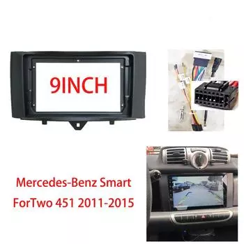 2Din 9INCH автомобильная рамка адаптер для приборной панели Android радио панель монтажа комплект кабель для Benz Smart Fortwo 451 чёрный