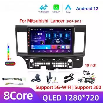 2din Android 12 Carplay автомобильное радио для Mitsubishi Lancer 10 CY 2007 - 2017 Мультимедийный видеоплеер 2 Din GPS IPS 4G стерео DVD
