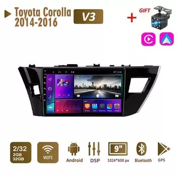 2Din Android автомобильное радио для Toyota Corolla E170 E180 2014-2016 мультимедийное Carplay Авто WIFI головное устройство стереонавигация 2 + 32 ГБ 1+16GB