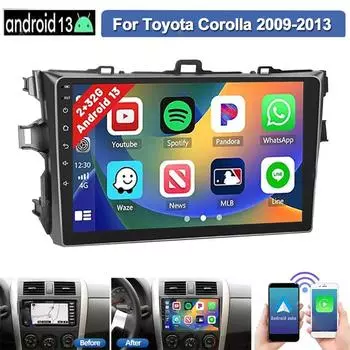 2din Android автомобильный радиоприемник мультимедиа видеоплеер для Toyota Corolla 2009-2013 32G Android 13 автомобильный стерео радио GPS Navi BT Carplay чёрный