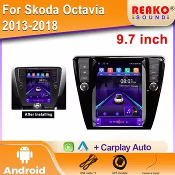 2Din Android Car Radio Intelligent System для Skoda Octavia 2013-2018 для Tesla Carplay DSP WIFI BT Car Multimedia Video Player 4 core 2GB+32GB carplay