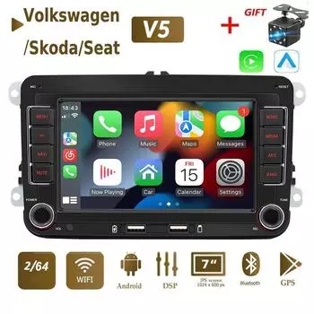 2Din Android Carplay GPS автомобильный мультимедийный плеер для Volkswagen/Golf/Polo/Tiguan/Passat/b7/b6/SEAT/Leon/Skoda/Octavia 2 + 64 ГБ 1+32GB