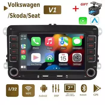 2Din Android Carplay GPS автомобильный мультимедийный плеер для Volkswagen/Volkswagen/Golf/Polo/Tiguan/Passat/b7/b6/SEAT/Leon/Skoda/Octavia 1 + 32 ГБ