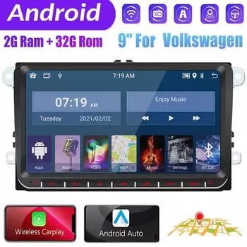 2Din Android GPS автомобильный мультимедийный плеер для Volkswagen Golf Polo Tiguan Passat b7 b6/SEAT Leon/Skoda Octavia 2 + 32 ГБ 1+32GB