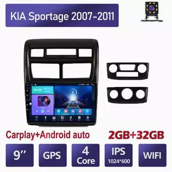 2Din Android Wi-Fi автомобильный радиоприемник мультимедийный видеоплеер для Kia Sportage 2007-2011 навигация GPS головное устройство 2 + 32 ГБ 1+16GB чёрный