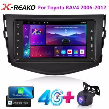 2din для Toyota RAV4 2006-2012 Android 12 автомобильный радиоприемник мультимедийный плеер 4G 8Core GPS навигация Carplay Auto DVD Авторадио 8 core 4GB+64GB