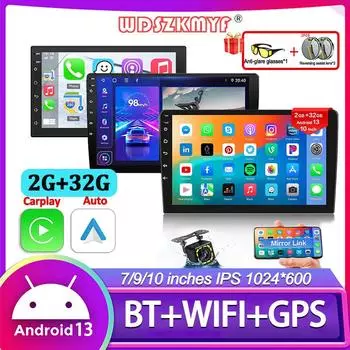 2DIN GPS Мультимедиа Автомобильный Радиоприемник 7/9/10 дюймов Стерео Ресивер Android 13 Беспроводной Carplay Android Auto Автомобильный Радиоприемник Камера Заднего Вида