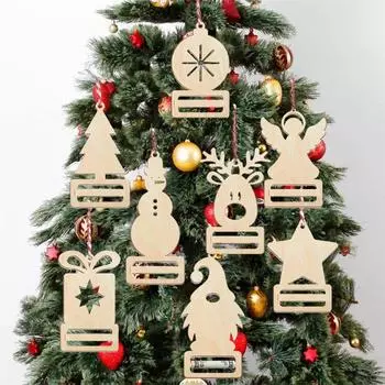 2DРождественские украшения, подвесные украшения, маленькие рождественские деревянные украшения, креативные вечеринки, рождественские денежные украшения, подарки 8 шт. One Size