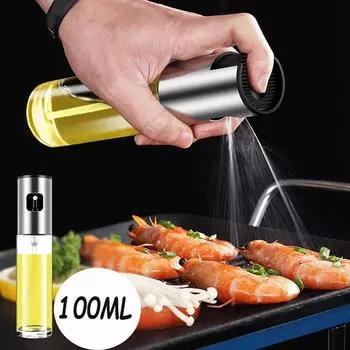 2in1 100ML Glass Spray Oil Sprayer Bottle Spray Oil Dispenser Oil Jar Cruet BBQ Kitchen Baking Roasting Picnic Kitchen Tool