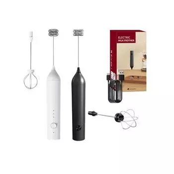 2in1 Milk Frother USB Rechargeable Electric Egg Beater Whisk Coffee Mixer Double Heads Milk Frothers Baking Stirrer Food Blender белый