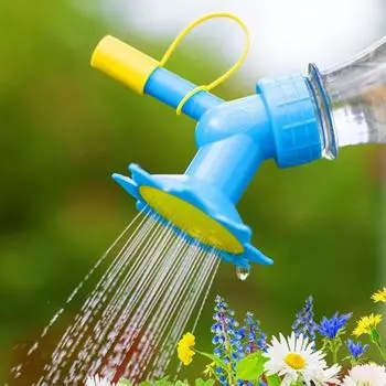 2In1 Plastic Sprinkler Nozzle Watering Bottle Water Cans for Flower Irrigation Watering Bottle Head Garden Tools Lawn Sprinkler синий