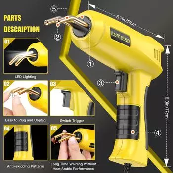 2in1 Plastic Welder Kit 200W Fast Heating Car Bumper Repair Hot Stapler Soldering Iron PVC Repairing Welding Machine 110V