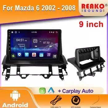 2K IPS Android Car Radio для Mazda 6 2002 - 2008 Мультимедийный Видеоплеер Навигация Стерео GPS 4G Carplay Авторадио 4 core 1GB+32GB carplay