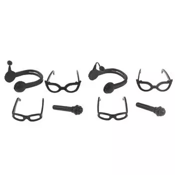 2Комплект 1:12 миниатюрных аксессуаров для кукольного домика, мини-наушники, микрофон, очки