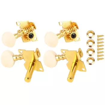 2L 2R Gold Ukulele String Tuning Pegs Locking Tuners With White Buttons
