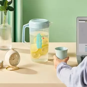 2л чайник с принтом мультфильма фламинго для холодной воды, чайник с галстуком, термостойкий большой емкости, бытовой чайник для заваривания чая, набор чайников для холодной воды Pink flamingos empty pot розовый