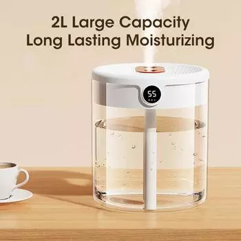 2L Cool Mist двойной распылитель увлажнитель воздуха распылитель Usb ночник для дома бесшумный для спальни офисный ночник с цифровым дисплеем увлажнитель белый