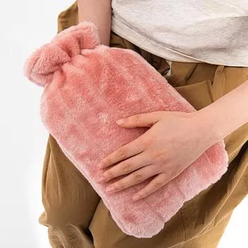 2L Hot Water Bag Protective Case Winter Removable Plush Cover Cold-proof Warm Faux Fur Fleece Cover Heat Preservation Covers