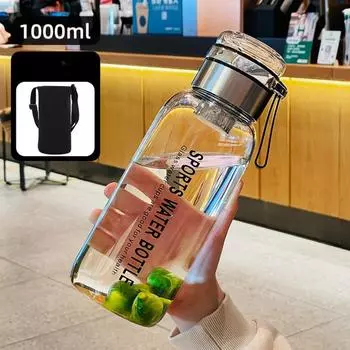 2л стеклянная бутылка для воды большой емкости, прозрачная чашка для молока, сока, уличная портативная герметичная посуда для напитков, стеклянная бутылка для чая, воды, 2л