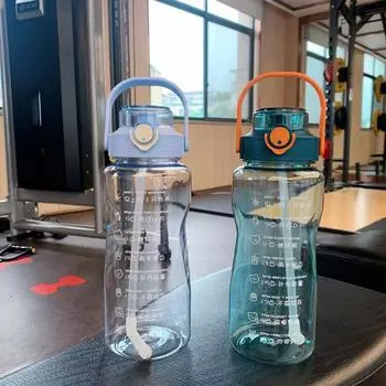 2L Water Bottle With Time Marker Girl Fitness Jugs Large Capacity Mug Outdoor Travel Cup Sports Gym Tumbler Reminder To Drinking Without Sticker