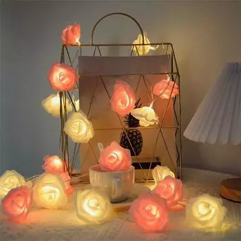 2m 10LED Rose Flowe LED String Lights Garland Wedding Birthday Decor Valentine s Day Gift Christmas Tree Decor for Home Outdoor