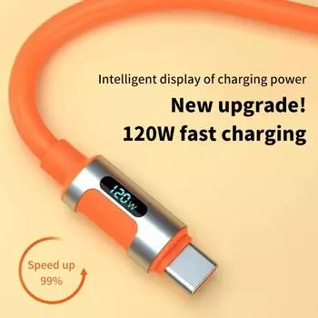 2M 120W цифровой дисплей Usb-C кабель для передачи данных сверхбыстрая зарядка Type-C адаптер разъем для iPhone 15 Pro Max Xiaomi Samsung 1m