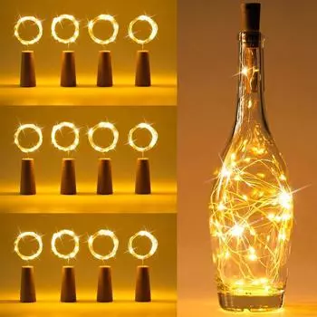 2M 20 светодиодных лампочек для бутылок, гирлянды из пробки, ночник для бутылок вина для вечеринки, сада, Рождества, свадебного украшения