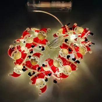 2M 20Leds Рождественская гирлянда Санта-Клаус Снежинка Светодиодная лампа Xmax Гирлянда Светильник Украшение Детский подарок Рождественское украшение 2024