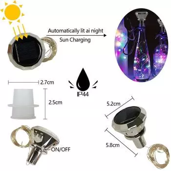 2M 20LEDs Solar Wine Bottle Light Waterproof Wedding Cork String Lights Christmas Decor Fairy Light For Home Party Decoration 5pcs белый