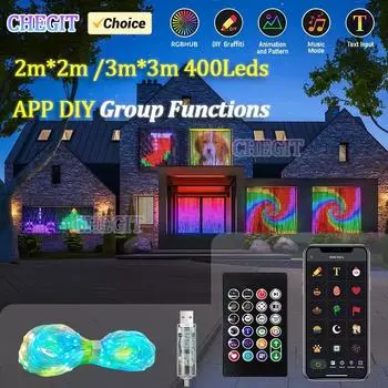 2m 3m 400LED Photos Display Christmas Curtain Lights Static and Dynamic Curtain String Lights Suitable for Bedroom Room Window