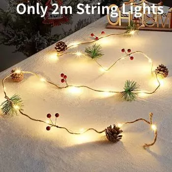 2m Christmas Pine Cone Led String Light Battery Xmas Tree Garland Decors Lamp Pine Cone
