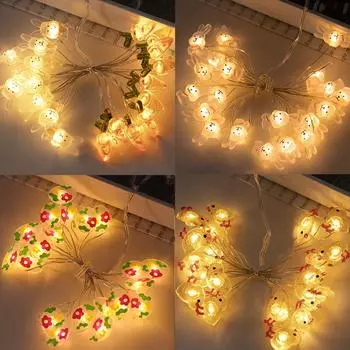 2M Easter LED Bunny Eggs String Lights Easter Decorations For Home Carrot Rabbit Chick Fairy Light Happy Easter kids Gifts Party