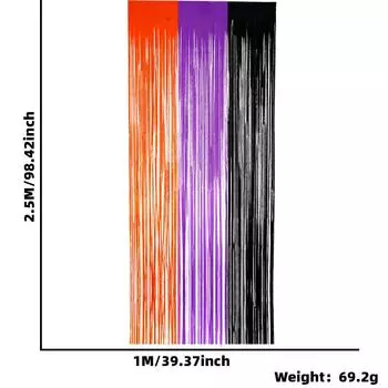 2m Orange Cheerful Purple Black Rain Silk Curtain For Halloween Festivities And Parties Themed