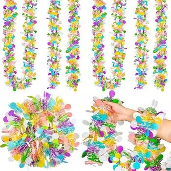 2M пасхальные подвесные гирлянды мишура полосатый орнамент венок своими руками поделки 2025 Пасха День рождения дети подарок весеннее украшение для дома вечеринка thick stripes