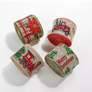 2M/Roll Рождественские льняные ленты Ленты с принтом в виде снежинок Рождественская елка Новогодняя подарочная упаковка Рождественские поделки Украшения 6.3CM