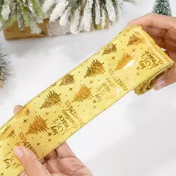 2M Рождественская лента Золотая Серебряная полиэстеровая блестящая лента DIY Рождественская елка бант украшения детские подарки упаковка Navidad домашнее украшение 2Mx3.8cm