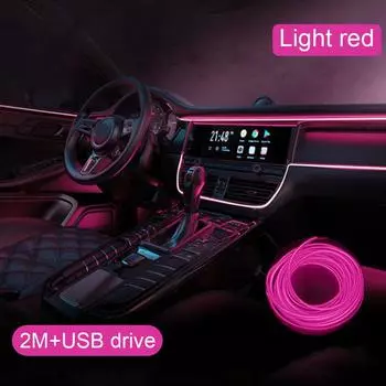 2M светодиодные автомобильные фары гибкие автомобильные декоративные атмосферные провода для салона автомобиля неоновые полосы света декоративное освещение настроения для автомобиля своими руками