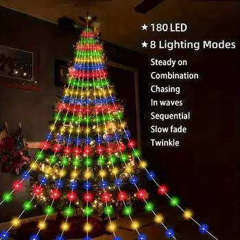 2M светодиодные рождественские огни USB 8 режимов водопадная рождественская елка водонепроницаемая гирлянда из 180 светодиодов рождественские декоративные огни