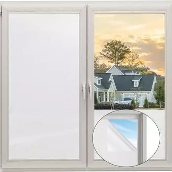 2M Window Privacy Film Матовая стеклянная оконная пленка Статическая клейкая УФ-блокирующая оконная пленка Непрозрачные оконные покрытия для дома 20X200CM