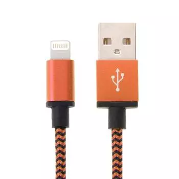 2m Woven Style 8 Pin to USB Sync Data / Charging Cable зелёный