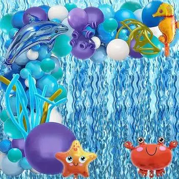 2M X 1M мишурная фольга бахрома занавески волнистый бирюзовый синий мишурный фон свадьба годовщина грант событие синий