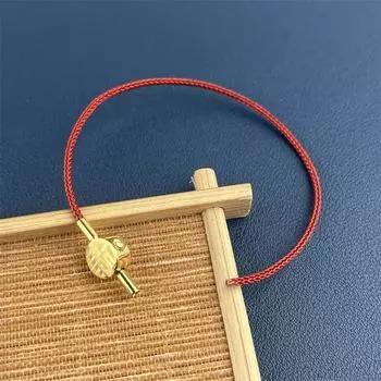 2mm Thin Rope Steel Wire Rope Blessing to round Cake Blessing Buckle Bracelet Wrist Chain Men s and Womens Red Beads Accessories Transfer Beads 19CM 2 thick red DIY semi-finished products