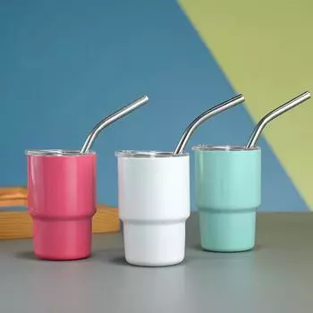 2oz Mini Spirits Glass Stainless Steel Straw Insulation Cup Portable Small Wine Cup Party Cup Straw Cup
