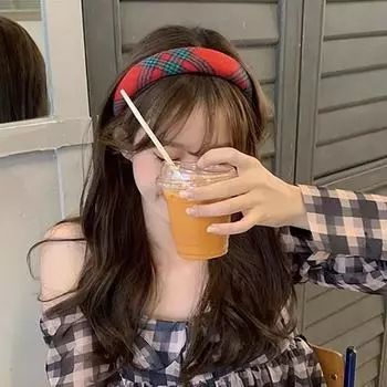 (2P)Green Red Check Headband Silver Flower Band Christmas Headband Volume Thick Wide Hairband