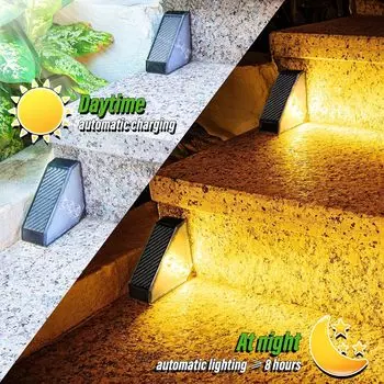 2Pack LED Solar Step Lamp Path Stair Outdoor Garden Lights Waterproof Balcony Light Decoration for Patio Stair Fence Light