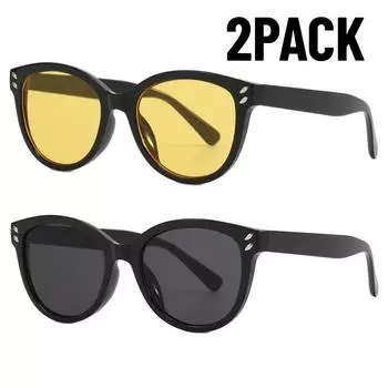 2PACK Round Frame Sunglasses Unisex UV-proof Sun Glasses Eyewear Women Outdoor Travel Goggle Eye Production Sun Shades