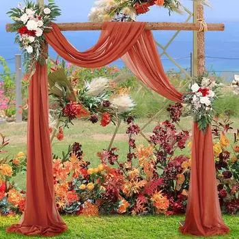 2PACK Терракотовая свадебная арка драпировка ткань шифон прозрачные шторы декор для свадьбы день рождения вечеринка фон шторы украшения 30X180cmTable runner светло-зеленый