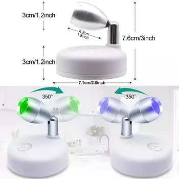 2Pack Wireless LED Spotlights RGB Remote Control Rotatable Accent Lights Battery Powered Indoor Puck Lights Timer Wall Lamp